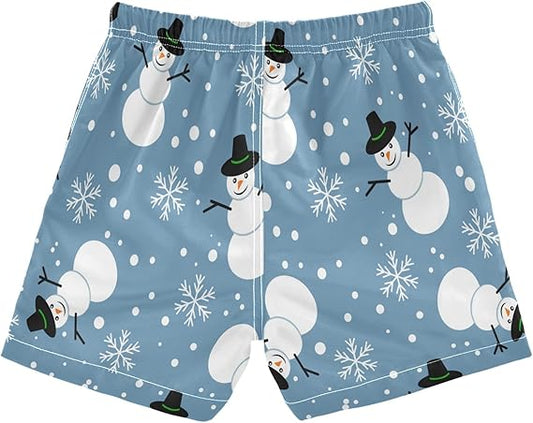 Toddler Boys Snowman & Snowflakes Swim Trunks