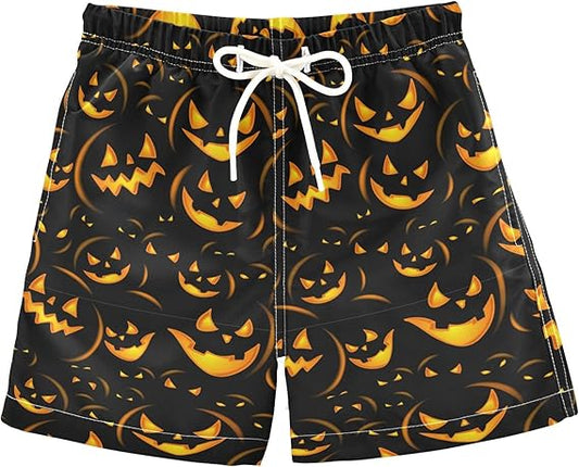 Toddler Boys Halloween Pumpkin Swim Trunks