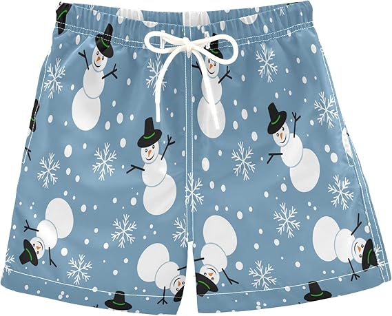 Toddler Boys Snowman & Snowflakes Swim Trunks