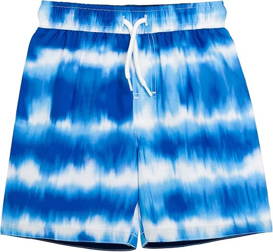 Toddler Boys' Swim Trunks with Tie Dye Blue Print