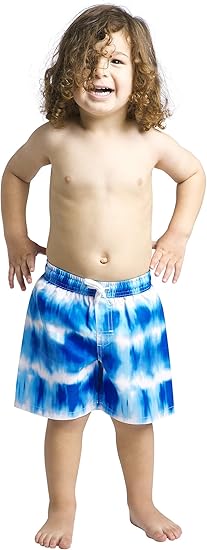 Toddler Boys' Swim Trunks with Tie Dye Blue Print