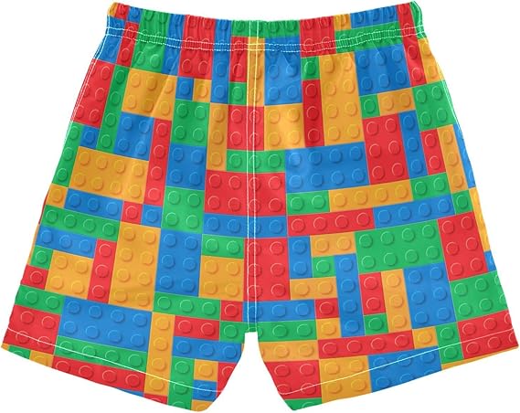 Toddler Boys Colorful Building Block Swim Trunks