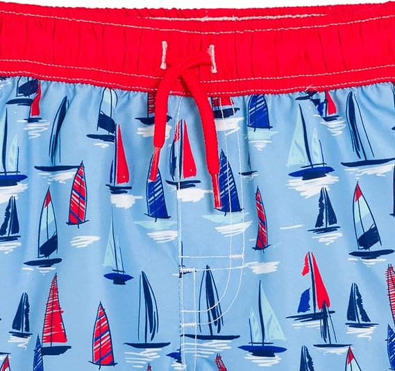 Toddler Boys Swim Trunks with Cute boat Print