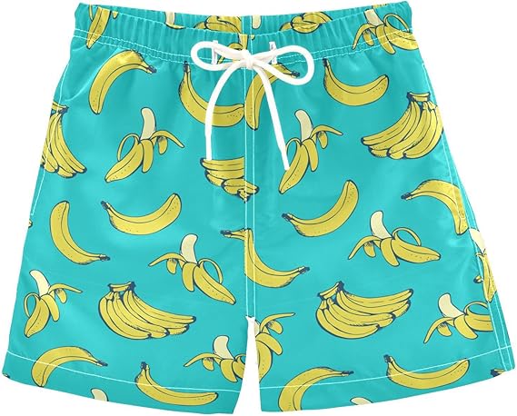 Toddler Boys Swim Trunks with Banana Print
