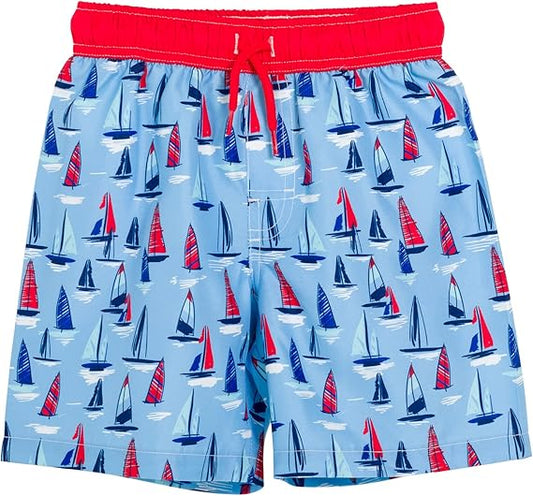 Toddler Boys Swim Trunks with Cute boat Print