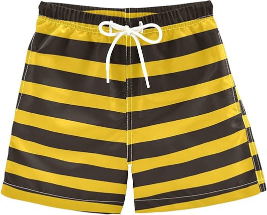 Cute Yellow Stripe Toddler Swim Trunks