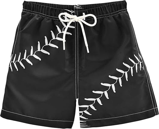 Black Toddler Swim Trunks with Cute Patterns
