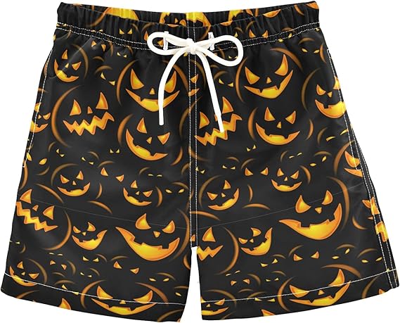 Toddler Boys Halloween Pumpkin Swim Trunks
