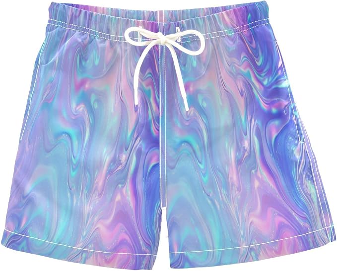 Iridescent Holographic Kids One-Piece Swimsuit