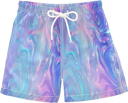 Iridescent Holographic Kids One-Piece Swimsuit