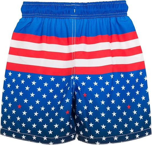 Adorable Toddler Boys' Swim Trunks with Americana Print