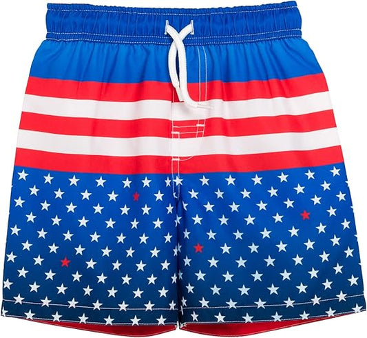 Adorable Toddler Boys' Swim Trunks with Americana Print