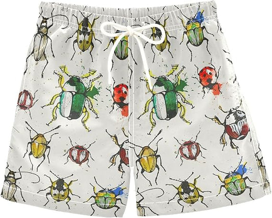 Colorful Watercolor Beetle Toddler Swim Trunks